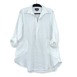Forcynthia Tunic Beachwear Women L 100% Linen White